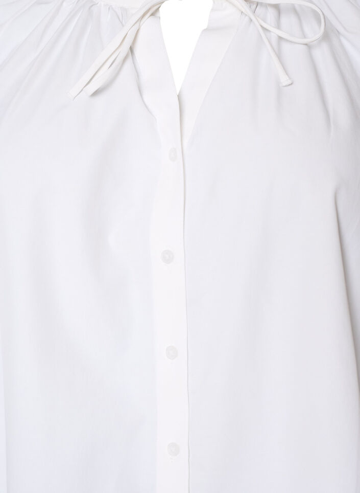 Shirt blouse with button fastening and tie-belt, White, Packshot image number 2