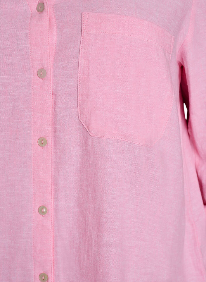 Shirt in linen and viscose with 3/4 sleeves, Pink, Packshot image number 2