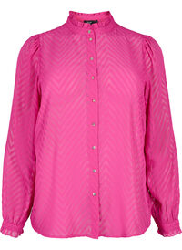 Shirt blouse with ruffles and patterned texture