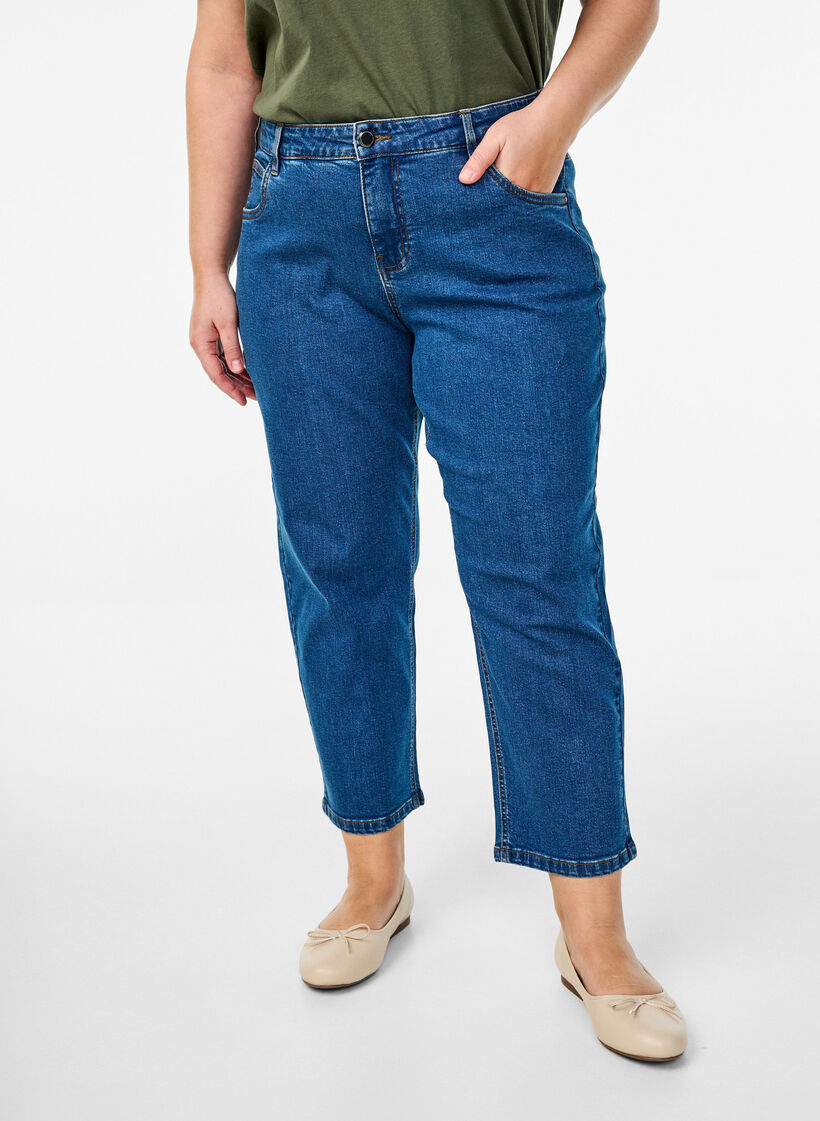 Cropped Vera jeans with a straight fit, Blue, Model image number 2