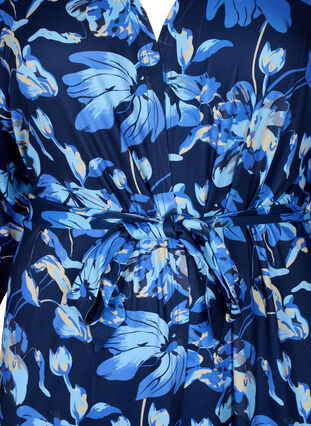 Pregnancy kimono with 3/4 sleeves, Blue Flower Print, Packshot image number 2