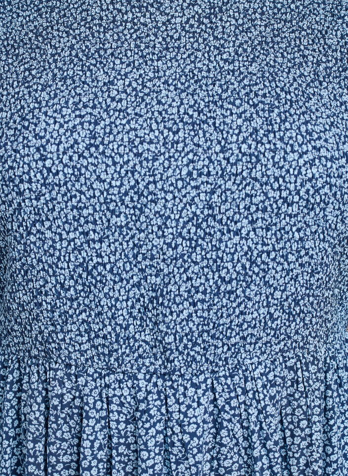 Dress with a smocked top and ditsy floral pattern, Blue, Packshot image number 2