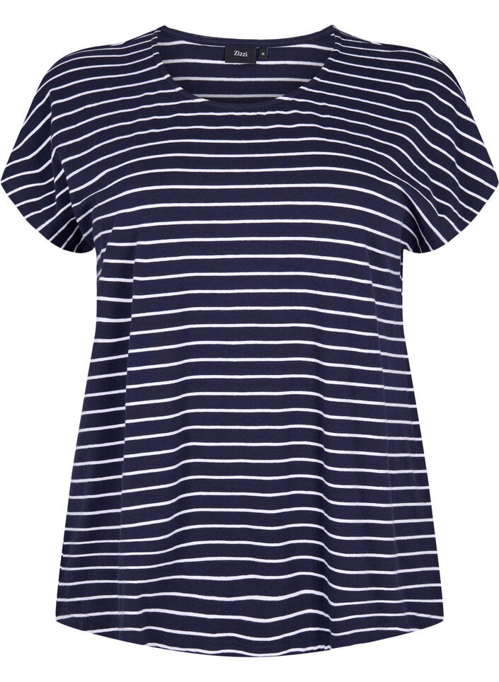 Cotton t-shirt with stripes, Night Sky W. Stripe, Packshot image number 0