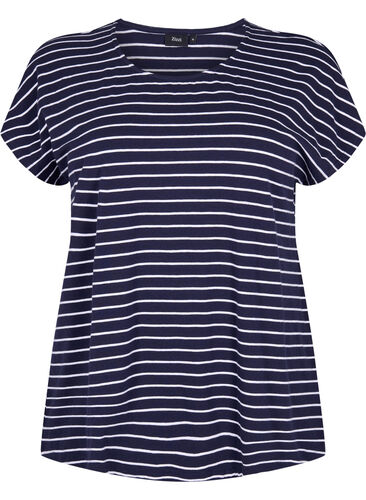 Cotton t-shirt with stripes, Night Sky W. Stripe, Packshot image number 0