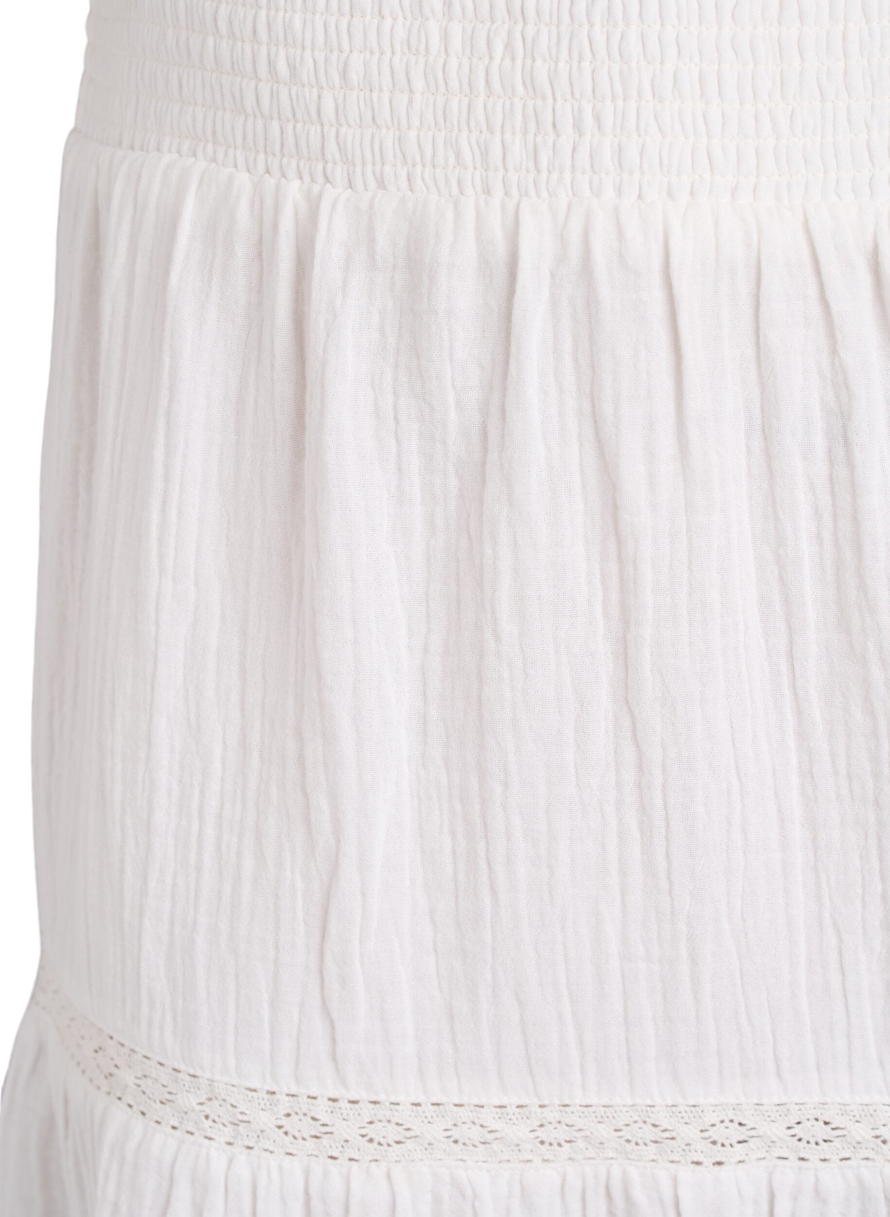 ZizzifashionA-line midi skirt in cotton muslin with crochet band, White, Packshot image number 2
