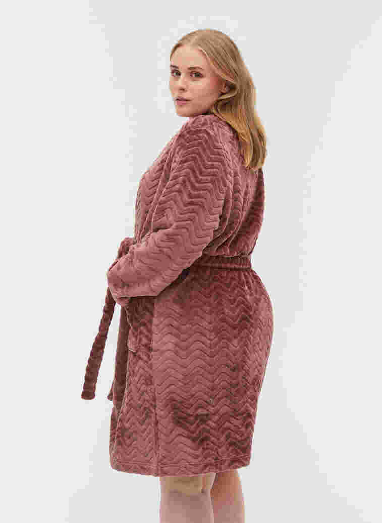 Short patterned dressing gown with pockets, Ash Rose, Model image number 1