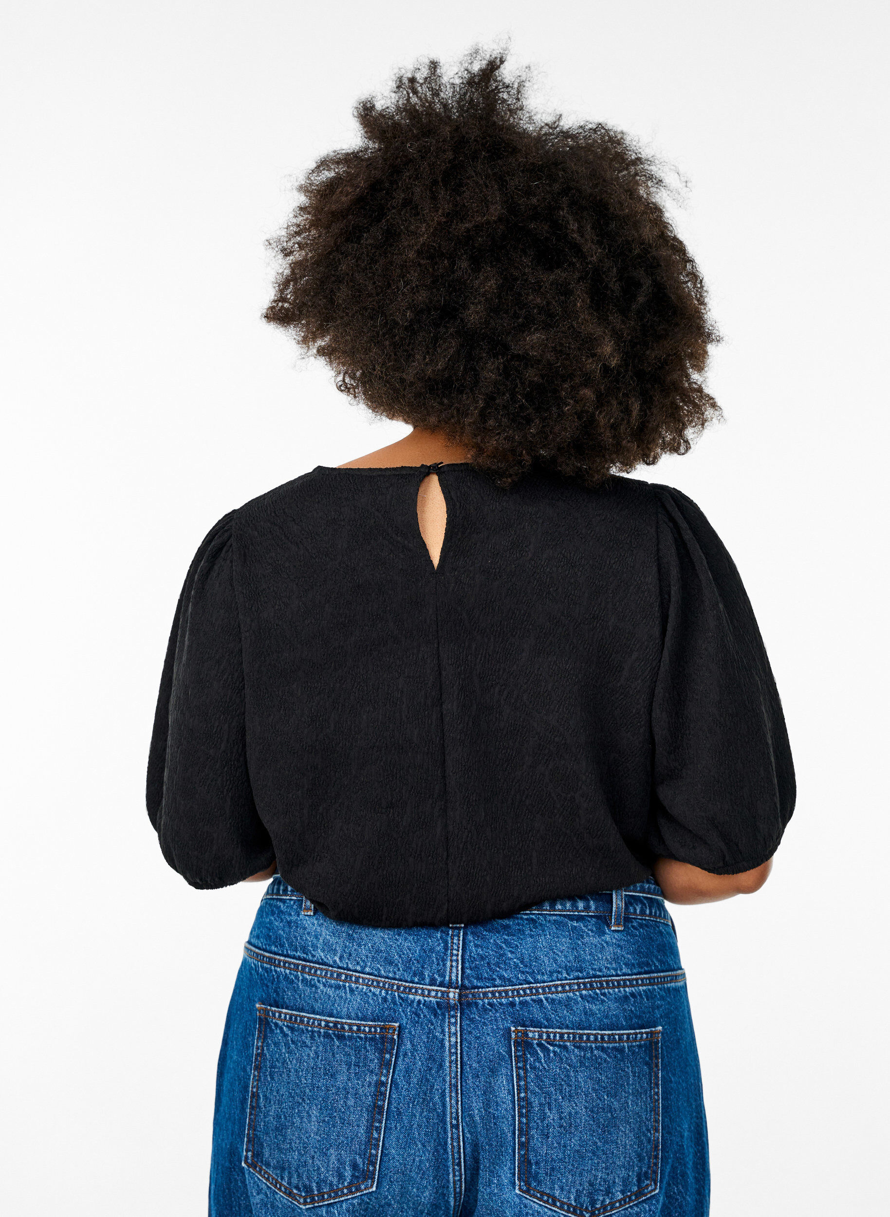 ZizzifashionStructured blouse with short sleeves, Black, Model image number 2