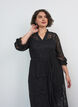 Lace dress with wrap skirt and ruffles, Black, Model image number 2