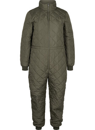 Quilted thermal jumpsuit with adjustable waist, Forest Night, Packshot image number 0