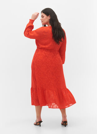 Long-sleeved midi dress in jacquard look, Orange.com, Model image number 1