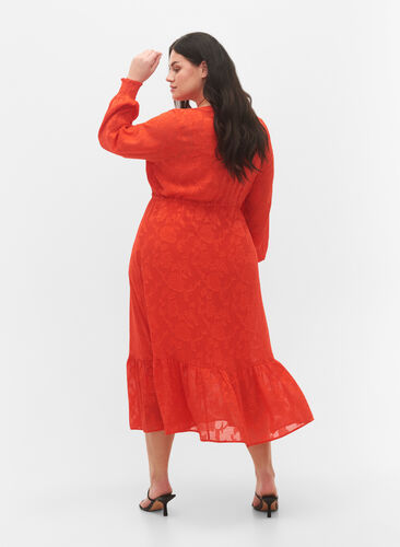 Long-sleeved midi dress in jacquard look, Orange.com, Model image number 1