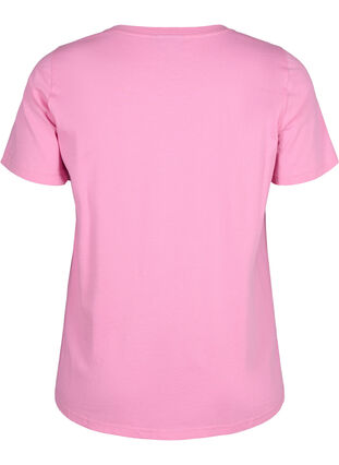 Cotton T-shirt with text print, Rosebloom w. Flower, Packshot image number 1