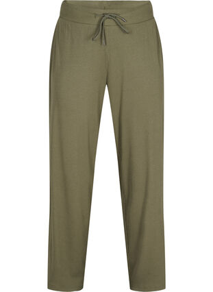 Loose trousers in a cotton blend, Ivy Green, Packshot image number 0