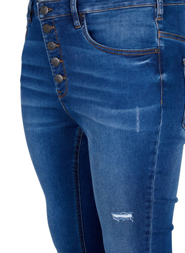 High-waisted Amy jeans with buttons, Blue denim, Packshot image number 2