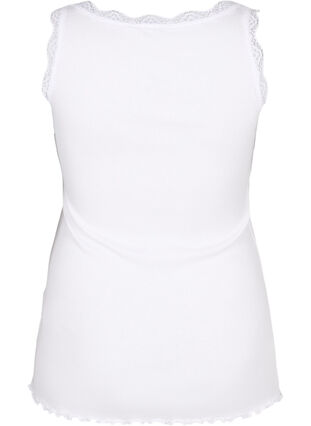 Top with lace trim, Bright White, Packshot image number 1