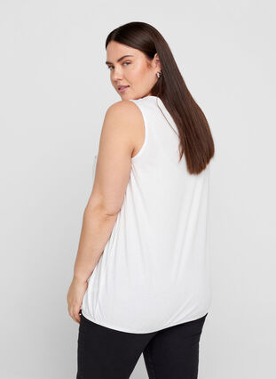 Plain-coloured top in cotton, Bright White, Model image number 1