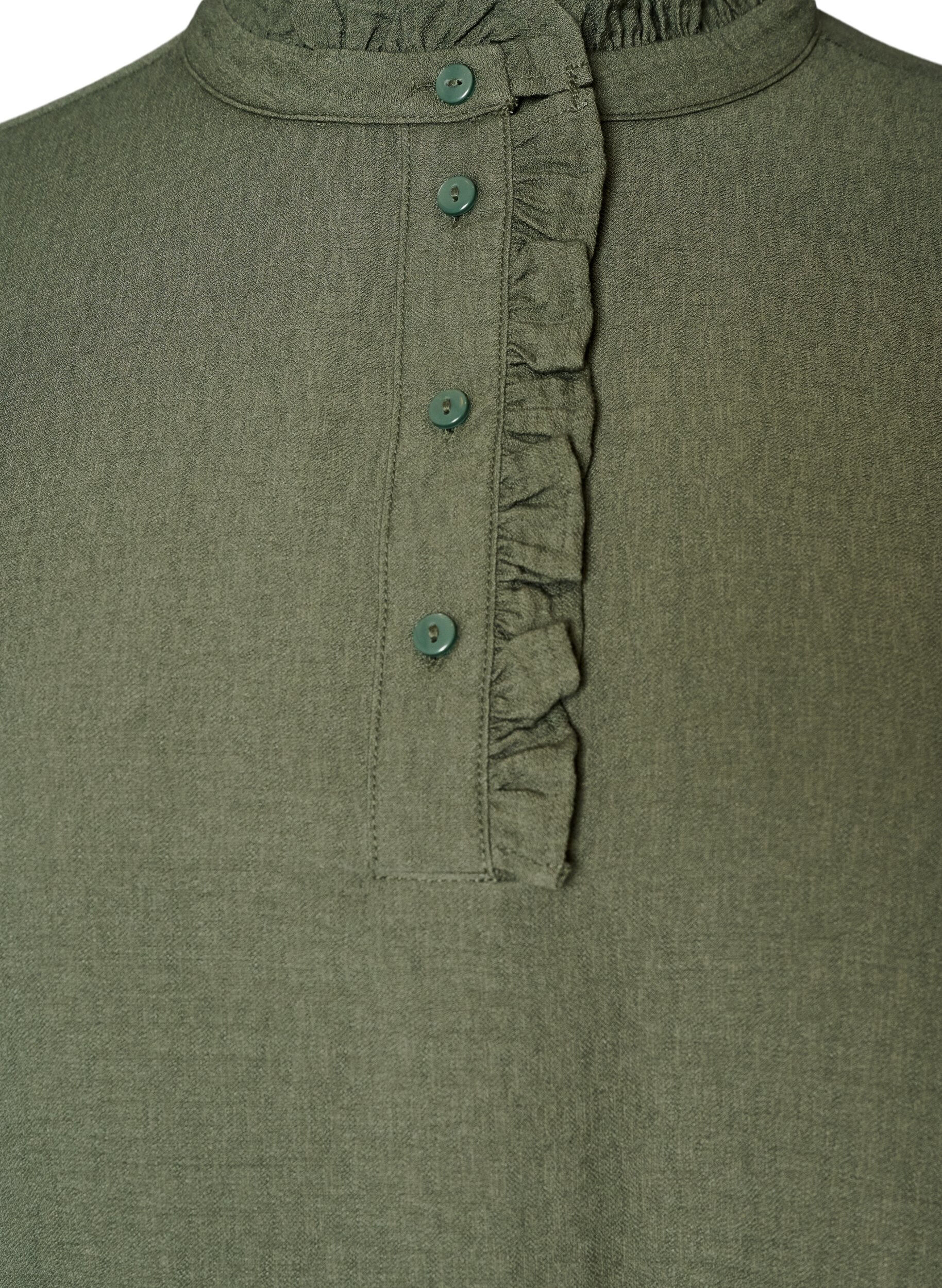ZizzifashionViscose tunic with ruffles and buttons, Green, Packshot image number 2