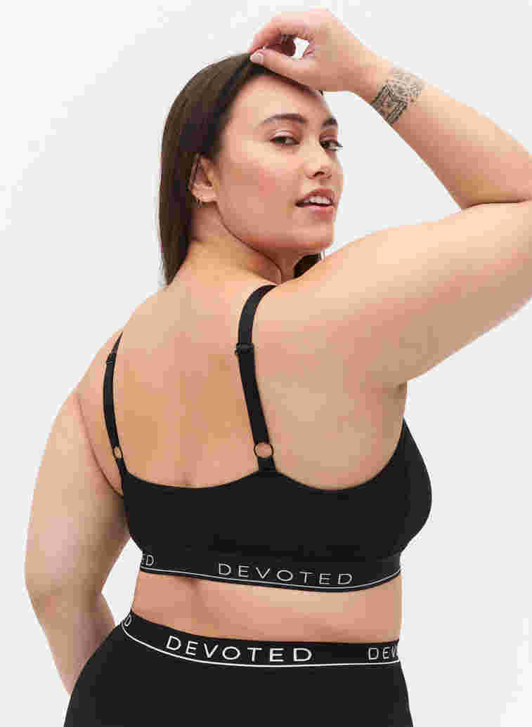 Cotton bra with adjustable straps, Black, Model image number 1