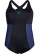 Sports swimsuit with cross straps, Black, Packshot image number 0