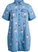 Short denim dress with embroidered flowers, LBD w. Flower, Packshot image number 0