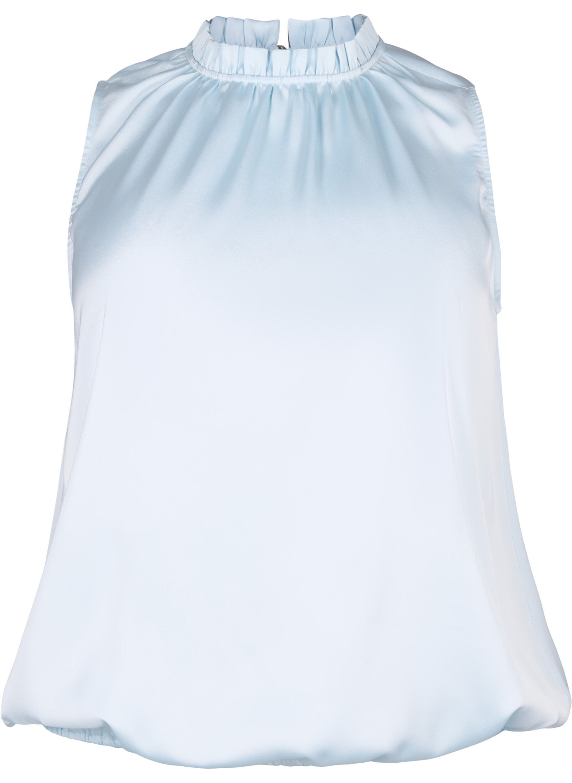 Zizzifashion Sleeveless party top in satin, Delicate Blue, Packshot image number 0