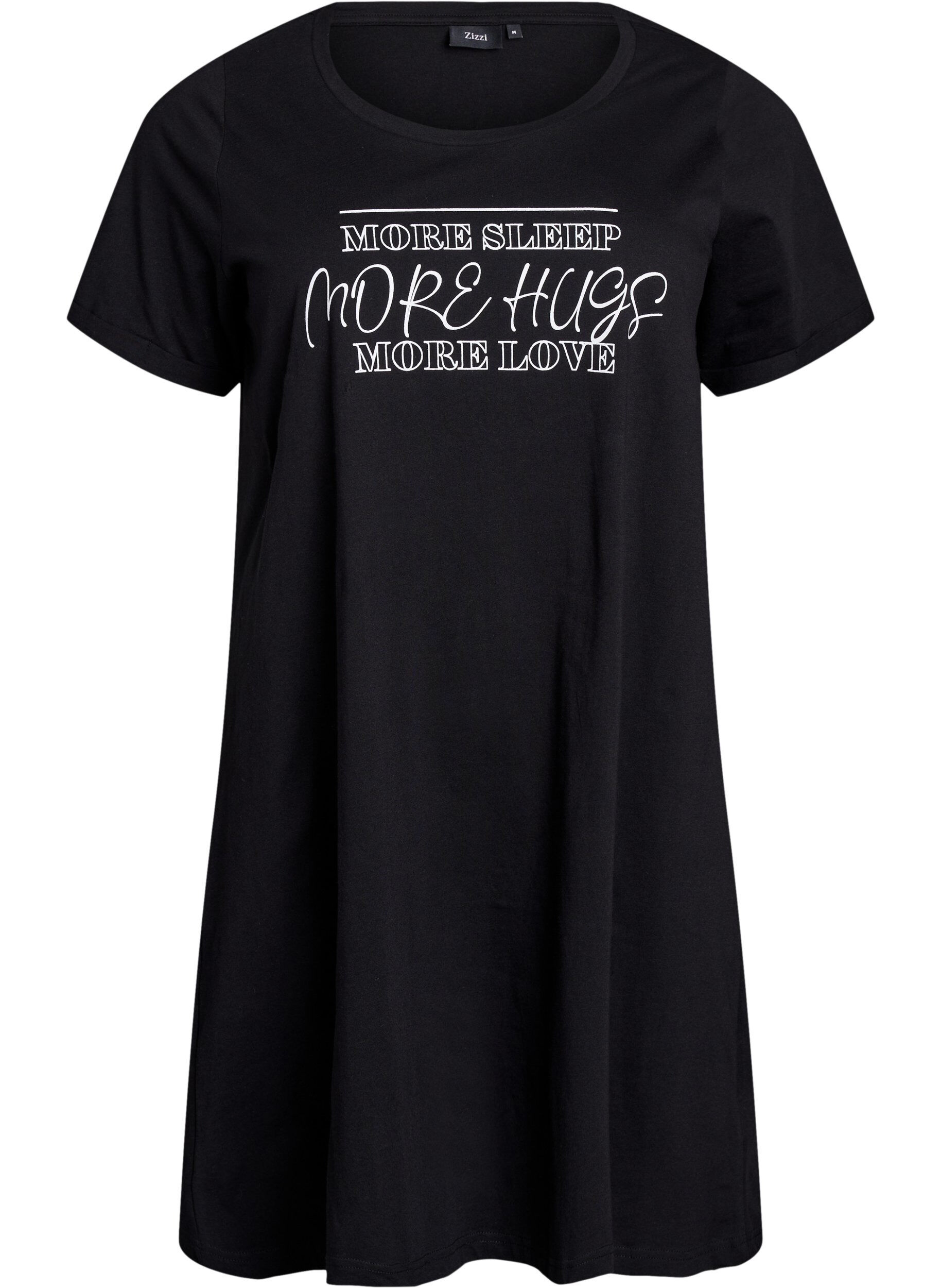 ZizzifashionShort-sleeved nightgown in organic cotton, Black, Packshot image number 0