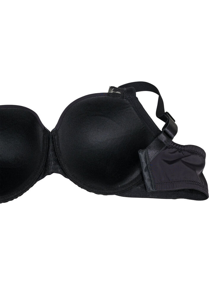 Moulded bra with velvet pattern, Black, Packshot image number 3