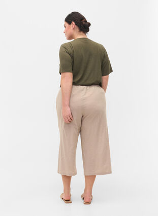 7/8 cotton blend pants with linen, Simply Taupe, Model image number 0