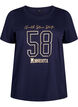 Cotton T-shirt with text motif, Evening Blue w. 58, Packshot image number 0