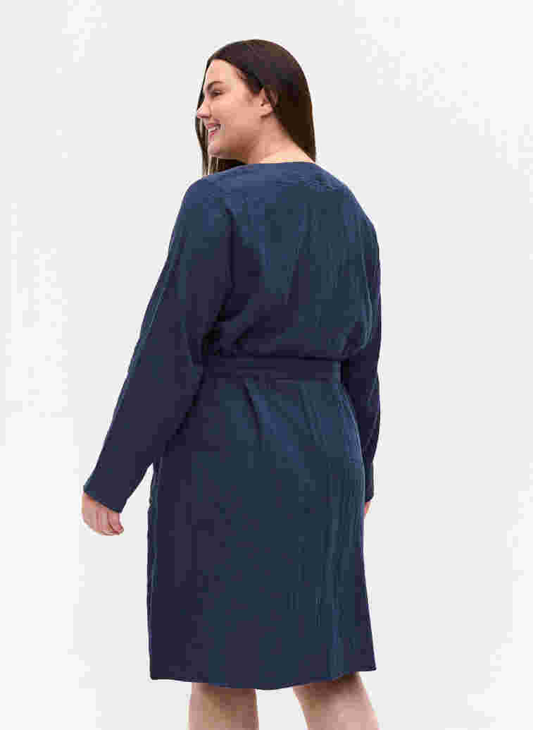 Cotton dressing gown with tie belt, Navy Blazer, Model image number 1
