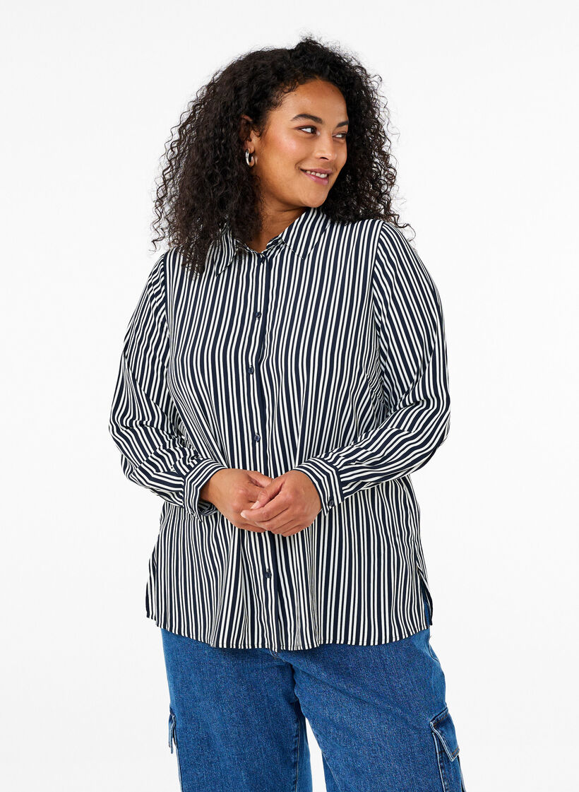 Striped shirt, Blue, Model image number 0