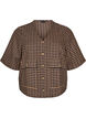 Checked blouse with chest pockets, Brown, Packshot image number 0