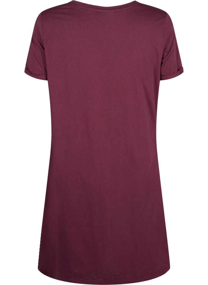 Short-sleeved nightgown in organic cotton, Dark Bordeaux, Packshot image number 1