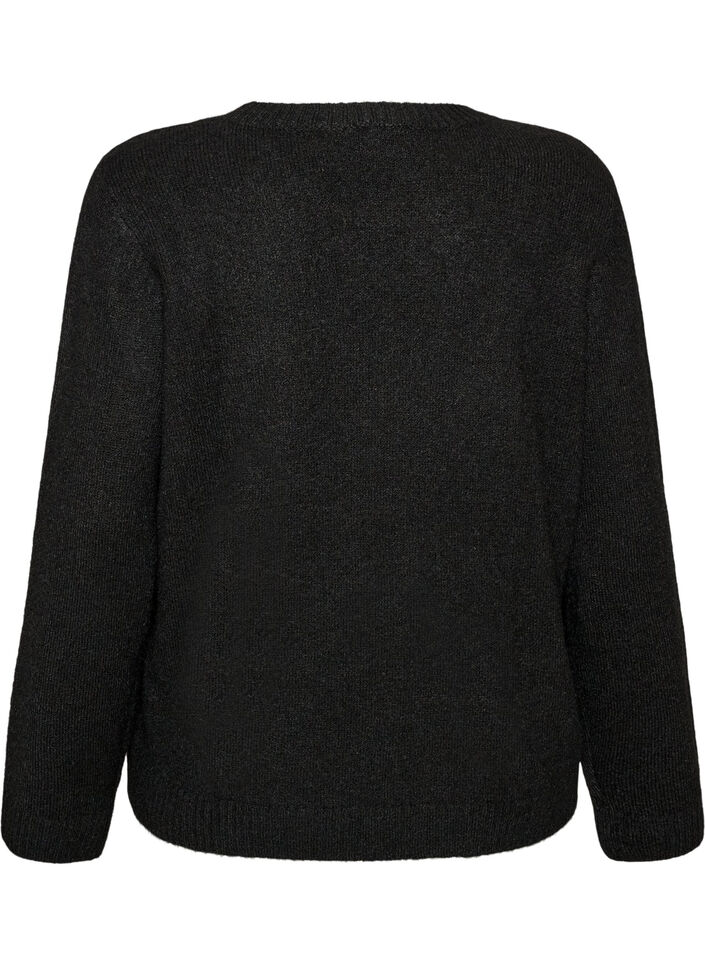 Loose round neck jumper, Black, Packshot image number 1