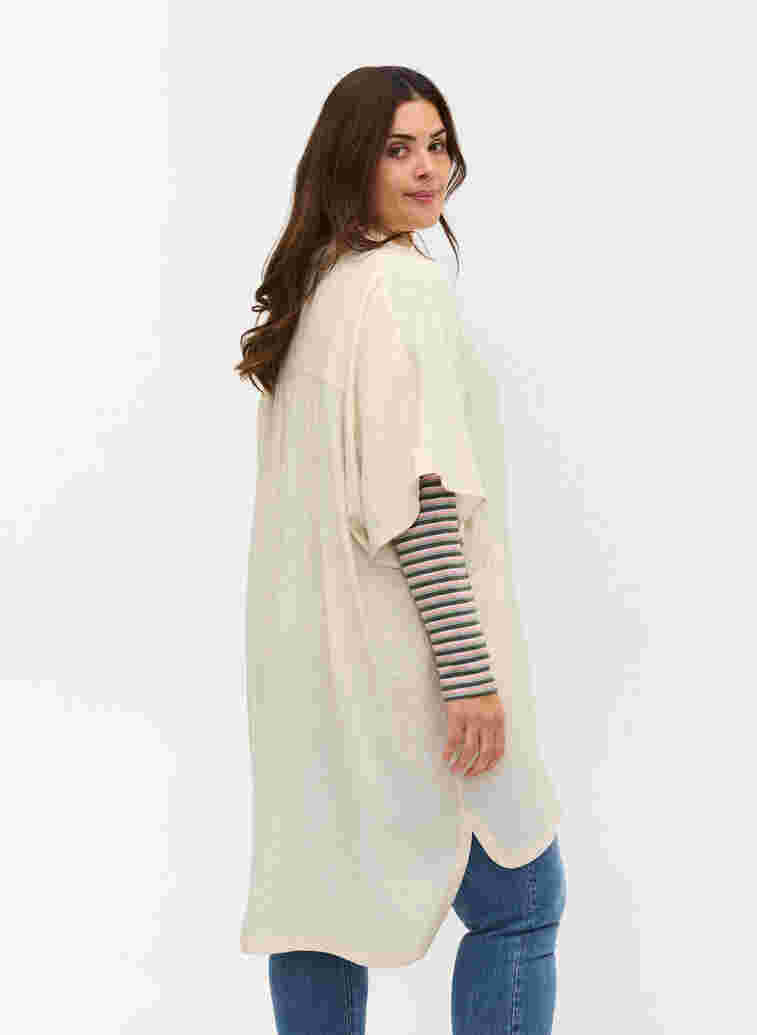 Loose viscose tunic with 2/4-length sleeves, Birch, Model image number 1