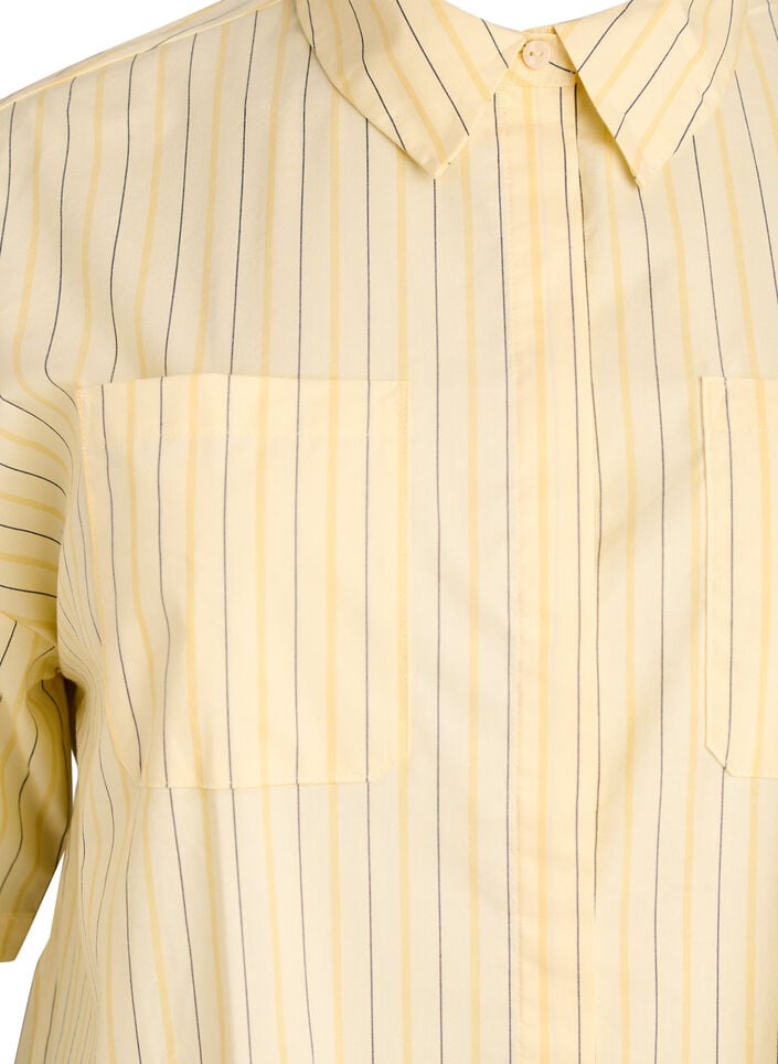 Striped blouse in a loose fit, Yellow, Packshot image number 2