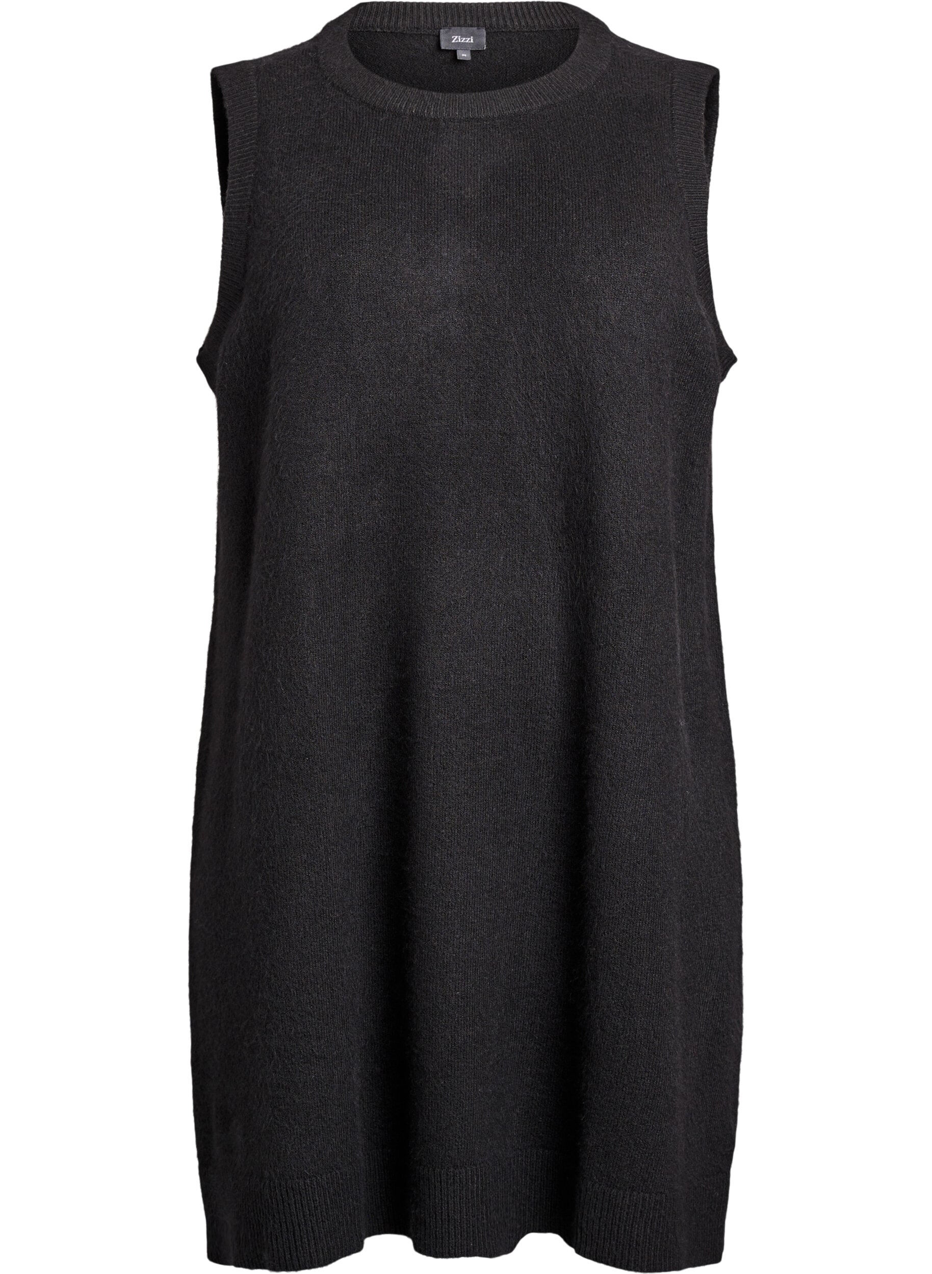 ZizzifashionShort sleeveless knitted dress, Black, Packshot image number 0