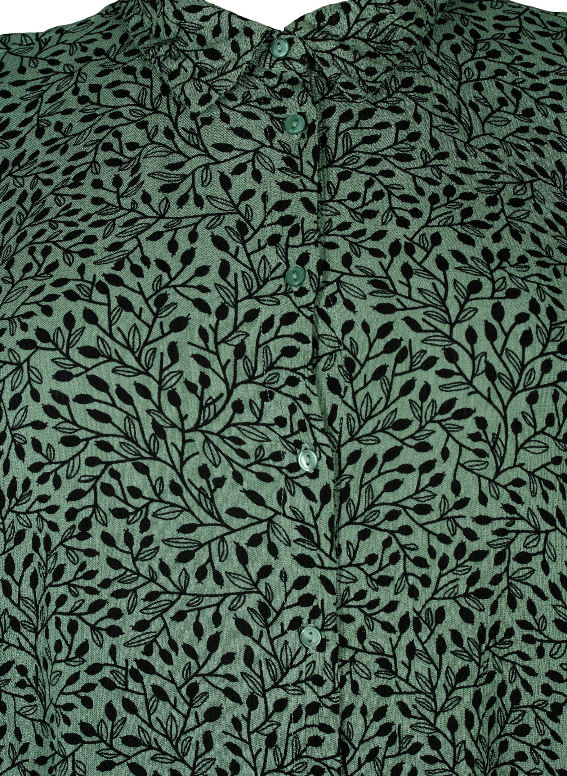 Zizzifashion Long viscose shirt with print, Green AOP, Packshot image number 2