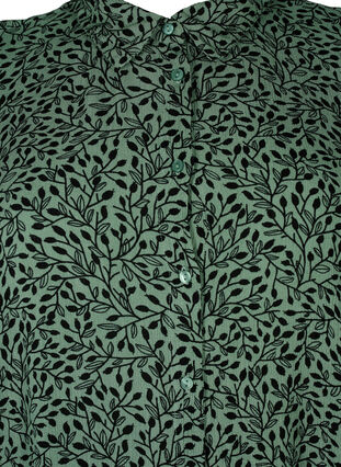 Long viscose shirt with print, Green AOP, Packshot image number 2