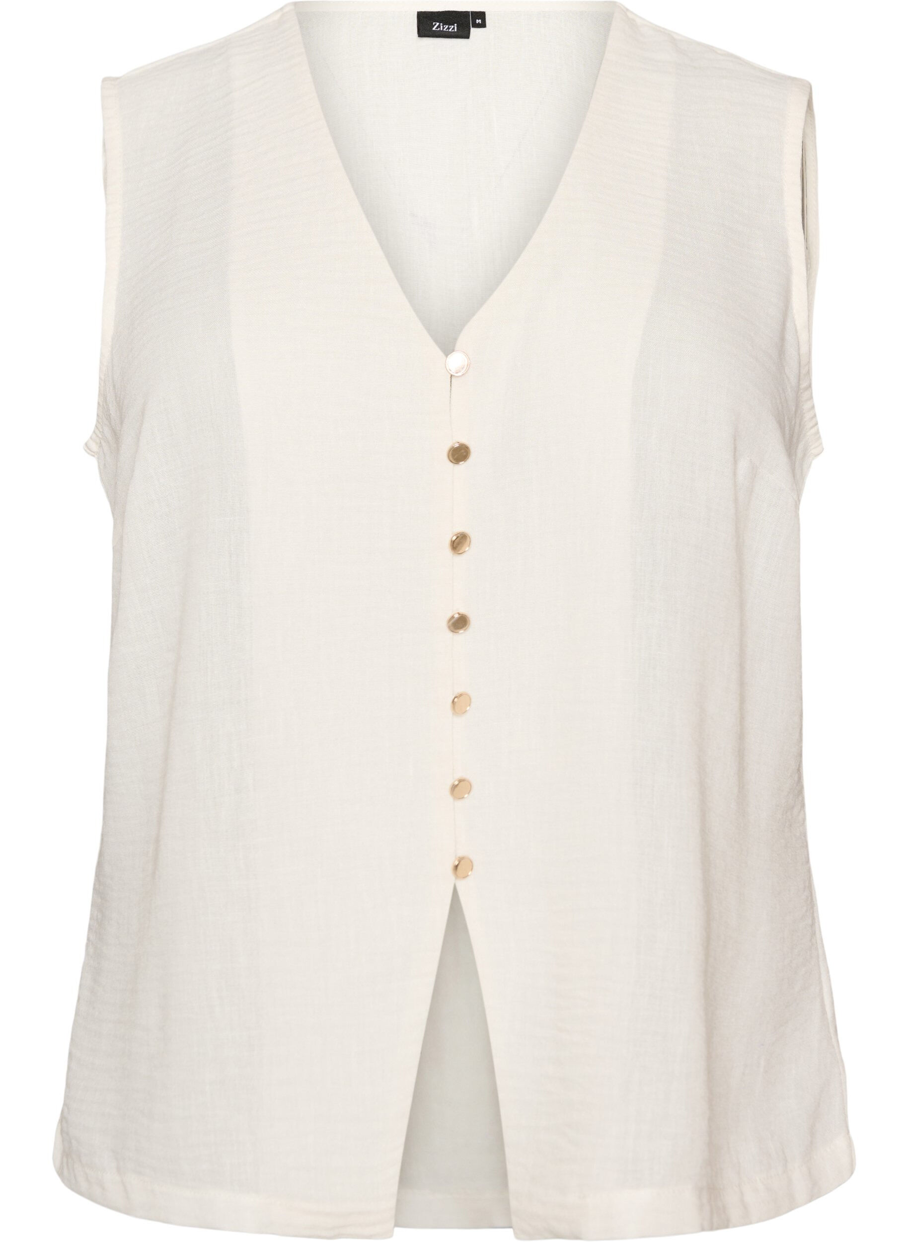 ZizzifashionSleeveless vest with a V-neck and buttons, Vanilla, Packshot image number 0