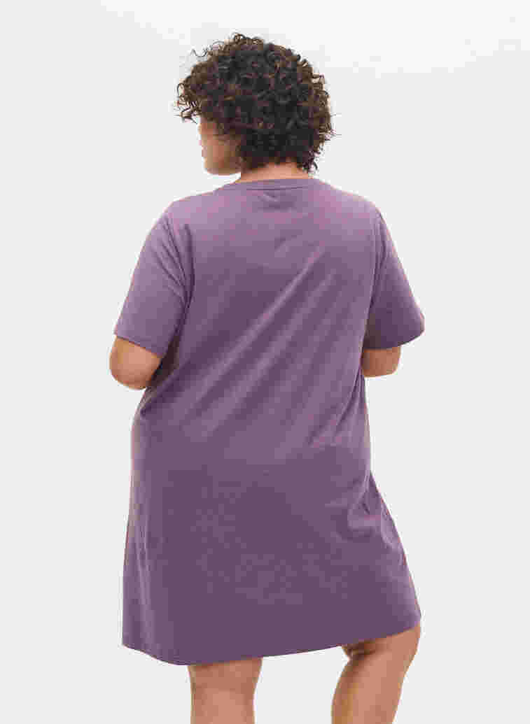 Melange t-shirt nightdress with short sleeves, Vintage Violet Mel., Model image number 1
