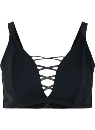 Bikini top with string details, Black, Packshot image number 0