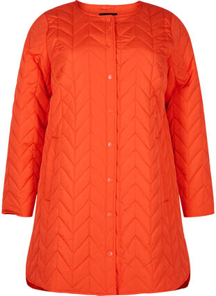 Quilted jacket with buttons, Tangerine Tango, Packshot image number 0