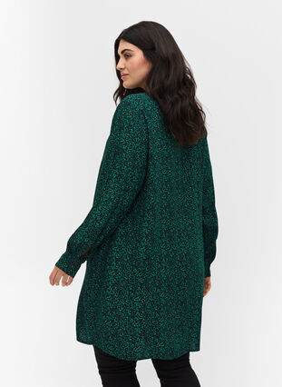 Viscose tunic with print, Black Green AOP, Model image number 1