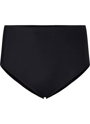 Solid color bikini bottom with high waist, Black, Packshot image number 0