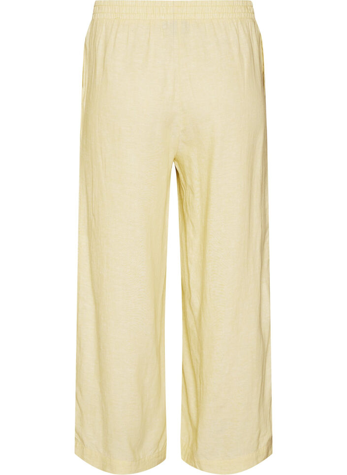 Wide-leg linen and viscose trousers, Yellow, Packshot image number 1