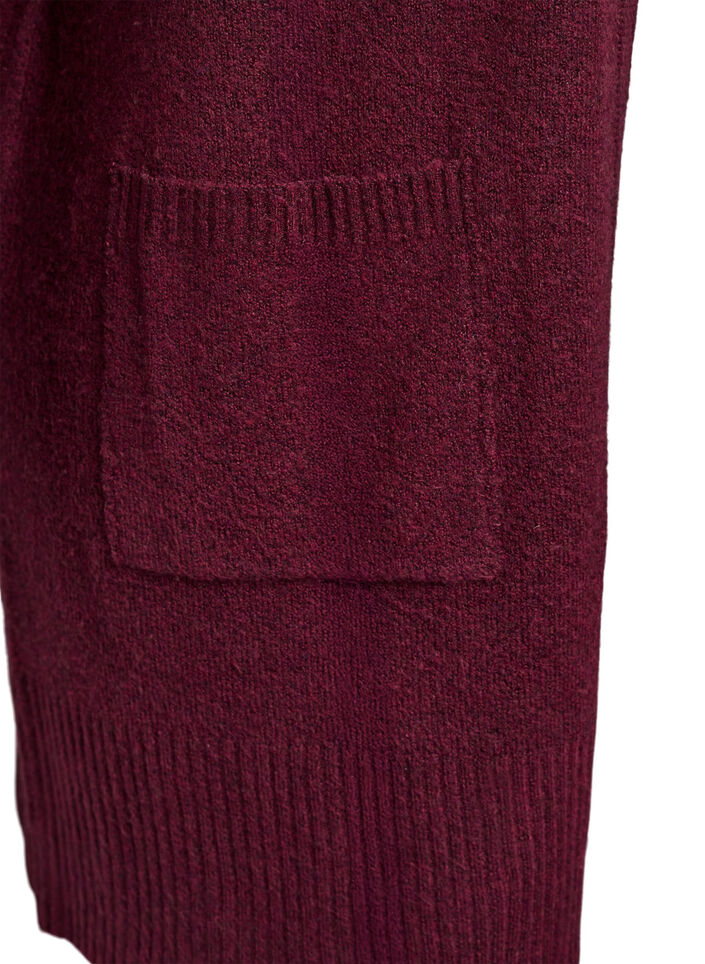 Ribbed Knit Cardigan with Pockets, Dark Bordeaux, Packshot image number 2