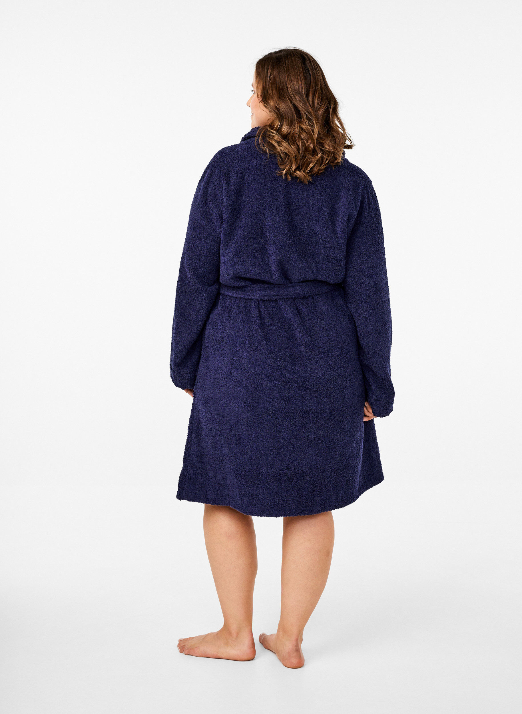 Zizzifashion Terry bathrobe with a zipper, Navy Blazer, Model image number 1