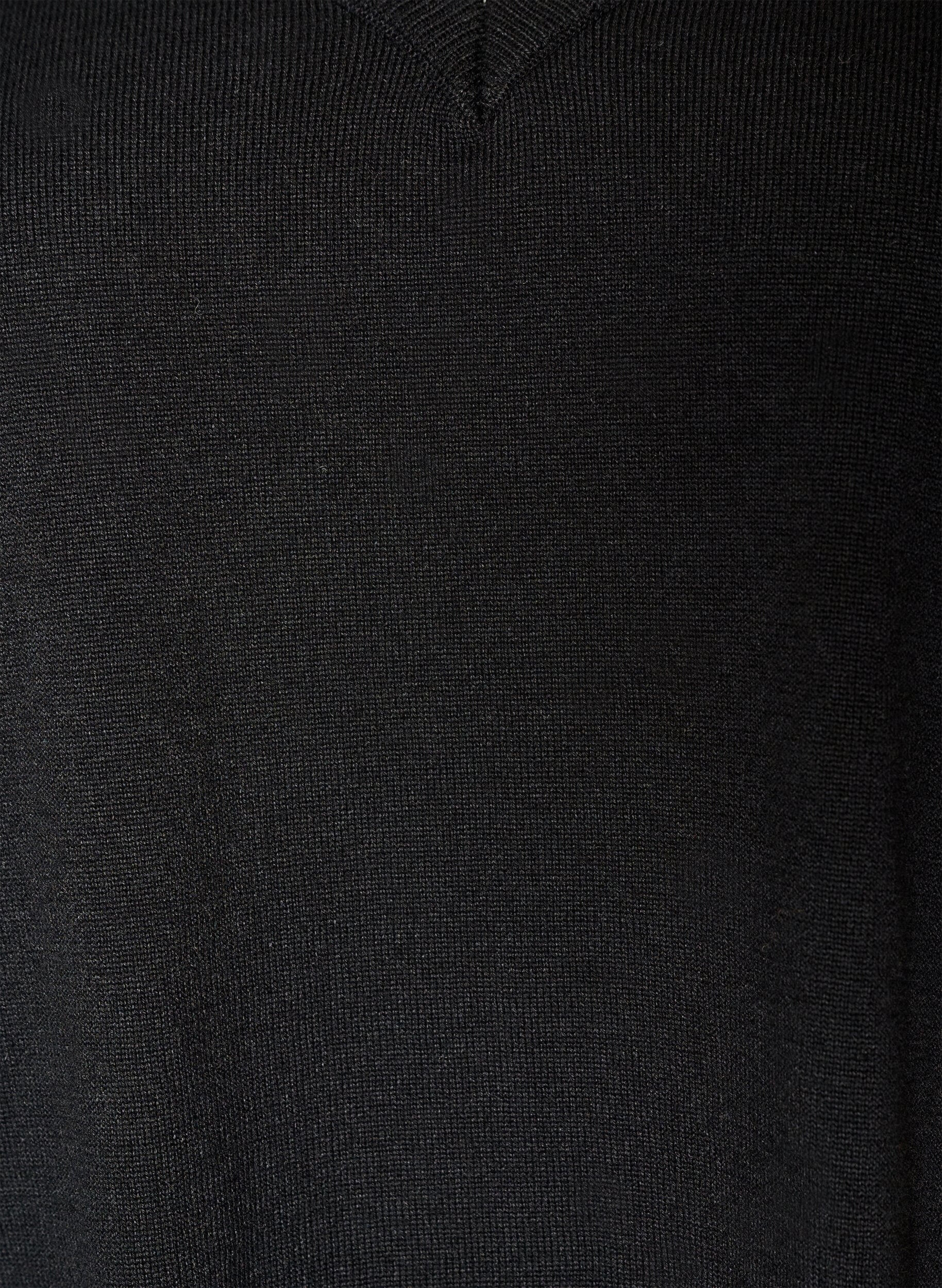 ZizzifashionKnitted blouse with V-neck and lace trim, Black, Packshot image number 2