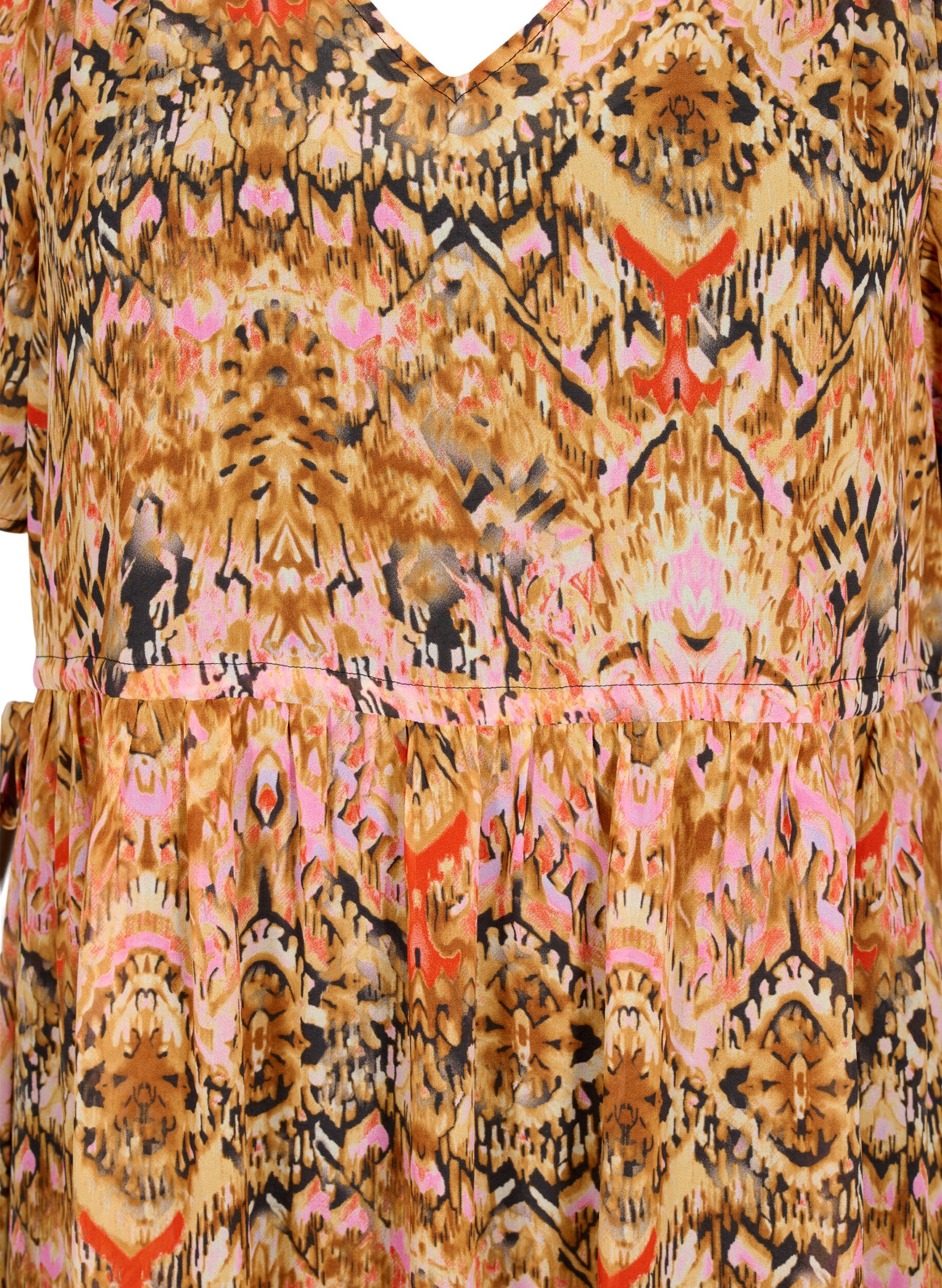 Zizzifashion Short dress with v-neck and print, Colorful Ethnic, Packshot image number 2